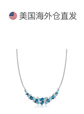 自营 Ross-Simons Blue and White Topaz Collar Necklace in Ste