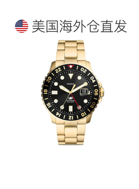 自营Fossil Men's Blue GMT Black Dial Watch - black 美国奥莱