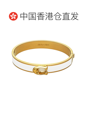 自营  COACH蔻驰女士经典LOGO标志C字黑金色手镯礼物F67480