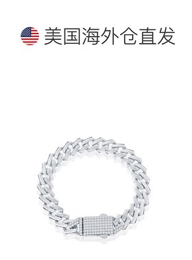 自营 simona9 毫米纯银摩纳哥手链配微密镶 CZ 锁 - 银白色 美国