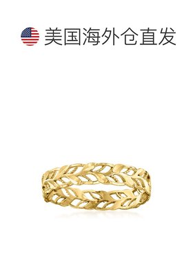 自营 Ross-Simons 意大利 14kt 黄金镂空叶子戒指 - 黄色 美国奥