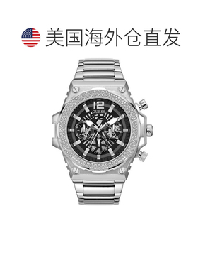 自营Guess Men's Classic Black Round 48mm - black 美国奥莱直