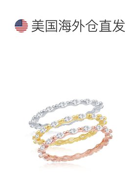 自营 simona 纯银侯爵夫人 CZ 2 毫米永恒三环戒指 - 三色 - 三色