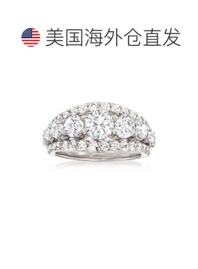自营14 克拉白金 Ross-Simons 钻石多排戒指 - 白色 美国奥莱直发