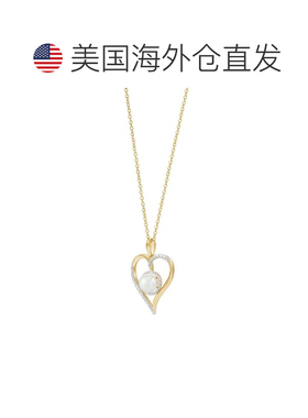 美国直邮Macy's 通用 项链珍珠纯银水晶淡水天然钻石宝石吊坠心形