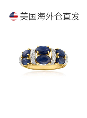 自营 ross-simons 14 克拉黄金罗斯-西蒙斯蓝宝石戒指配钻石口音