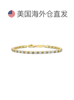 自营geneviveSterling Silver 14K Gold Plated with Baguette Cu