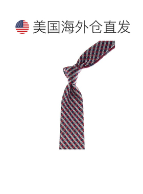 自营Canali红色 & 蓝色Xo/格子双面丝绸领带-红色 美国奥莱直发