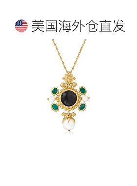 自营 Ross-Simons 意大利养殖珍珠、黑玛瑙和绿色玛瑙吊坠项链 18