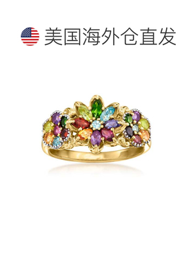 自营Ross-Simons 多宝石花卉戒指 18 克拉金镀在纯银上 - 多色 美