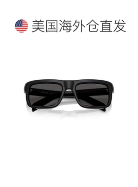 自营prada大长方形黑色醋酸纤维太阳眼镜，配雕刻镜框-黑色 美国
