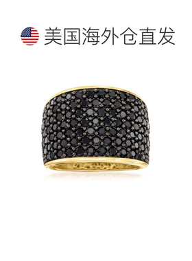 自营 Ross-Simons 18kt 黄金镀在银上镶嵌黑色尖晶石戒指 - 黑色