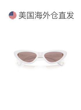 自营miu miu白色垂直徽标太阳镜-白色 美国奥莱直发