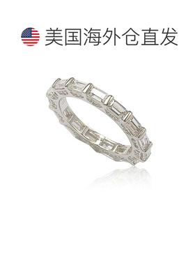 自营Suzy Levian 纯银 Petite Baguette 立方氧化锆永恒戒指 - 白
