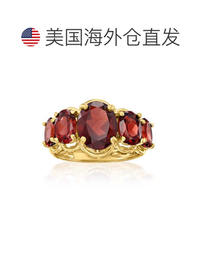 自营Ross-Simons 18kt 金粉红色托帕石 5 石戒指 红色 美国奥莱直