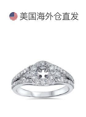 自营 pompeii3G/SI 7/8 克拉光环圆形钻石订婚镶嵌半镶 14K 适合