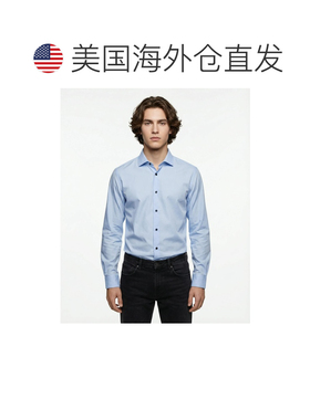 自营Peserico Cotton Dress Men's Shirt - blue 美国奥莱直发