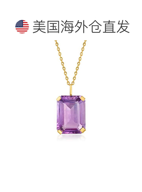 自营 Ross-Simons 紫水晶吊坠项链 14 克拉黄金 - 18 英寸 美国奥