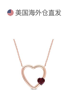 自营 mimi & max1/2 克拉 TGW 石榴石心形吊坠配 10k 玫瑰金链 -