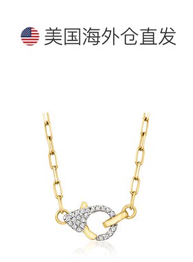 Ross-Simons 14kt 黄金密镶钻石回形针链环项链 - 20 英寸 【美国