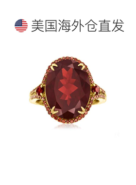 自营 ross-simons罗斯-西蒙斯石榴石和。 14 克拉黄金红钻戒指 -