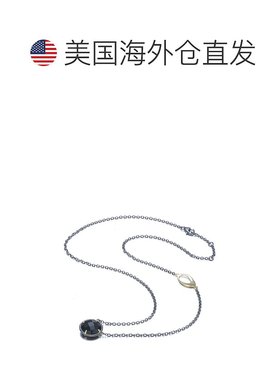 自营 GENEVIVE 纯银黑色镀黑色立方氧化锆吊饰项链 - 黑色 美国奥