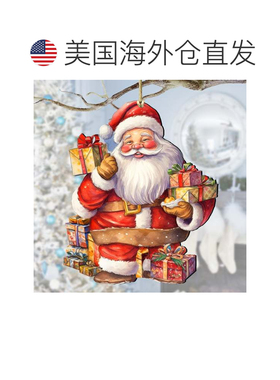 自营圣诞圣诞老人和礼物木制装饰品，G. Debrekht 出品 - 多色 美