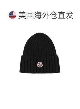 自营moncler经编罗纹针织折叠袖口徽标无饰带-黑色 美国奥莱直发