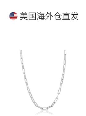 自营 simona925 纯银 3.2 毫米回形针链 - 镀铑 - 银 20 英寸链