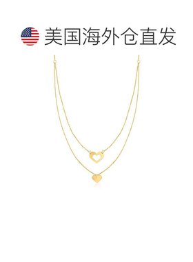 自营Ross-Simons 意大利 14 克拉黄金心形双项链 - 18 英寸 美国