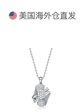 自营 genevive纯银白色立方氧化锆流动设计吊坠 - 白色 美国奥莱