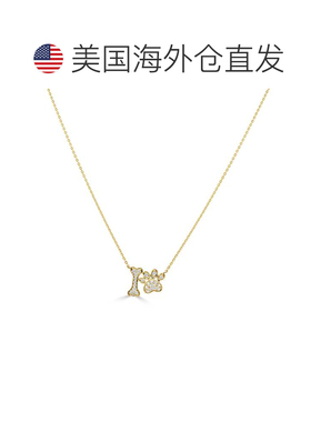 自营sabrina14K Yellow Gold Dog Print And Wishbone Diamond Ne