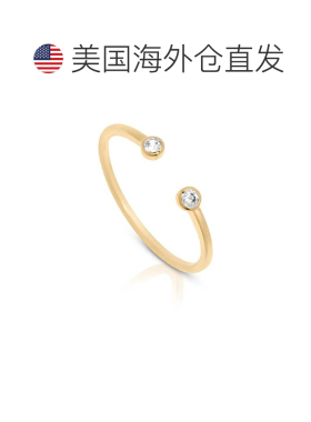 自营max + stone14k黄金实验室生长的2MM钻石开放戒指-黄色 美国