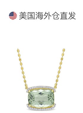 自营 Mimi & Max 女式 16 颗 5/8 克拉 TGW 垫形切割绿色石英和白