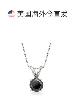自营 Ross-Simons 14 克拉白金黑钻单石项链 - 20 英寸 美国奥莱