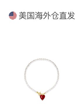 自营 classicharmsEsmee 红釉心形吊坠珍珠项链 - 红色 美国奥莱