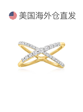 自营 14 克拉黄金 Ross-Simons 钻石十字形戒指 - 白色 美国奥莱