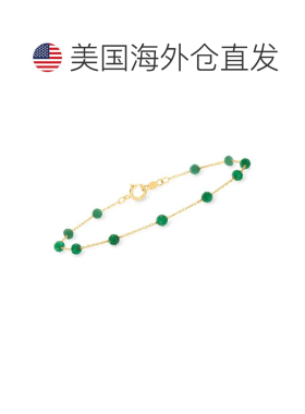 自营RS Pure by Ross-Simons 祖母绿串珠手链 14kt 黄金 - 8 英寸