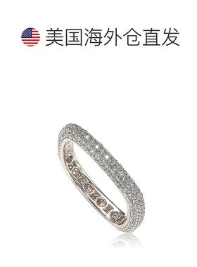 自营 Suzy Levian 纯银方晶锆石现代密钉方形永恒戒指 - 白色 美