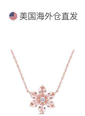 自营 mimi & max2 3/8 CT TGW 摩根石和钻石重音花卉吊坠带链 10k