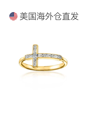 自营Ross-Simons Lab-Grown Diamond Sideways Cross Ring in 18k