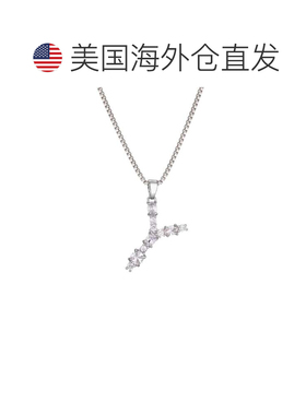自营adornia镀银混合石水晶初始项链-银色 美国奥莱直发