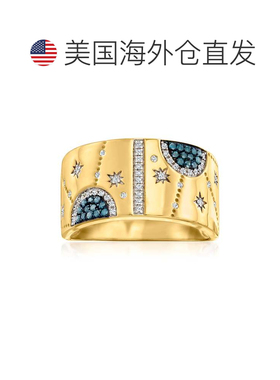 自营Ross-Simons 18 克拉金镀在纯银上蓝白钻石天体戒指 - 白色