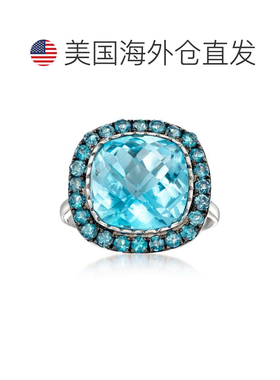自营 925 纯银 Ross-Simons Sky 和伦敦蓝托帕石戒指 - 蓝色 美国