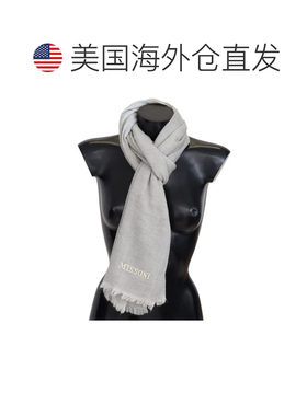 自营Missoni Wool Knit Unisex Neck Wrap Men's Scarf - gray 美