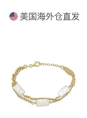 自营 Mimi & Max 10x15.5 毫米淡水养殖长方形珍珠双排手链配黄色