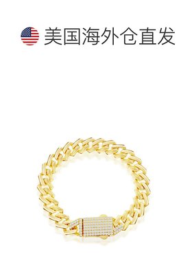 自营 simona纯银 9 毫米摩纳哥手链配微密镶 CZ 锁 - 镀金 - 金色
