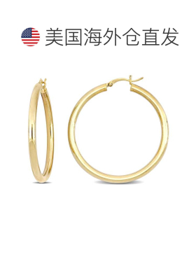 美国直邮自营Mimi & Max 40 毫米镀黄色纯银管状圈形耳环 - 黄色