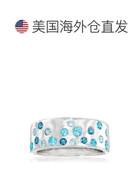 自营Ross-Simons 925 纯银色调蓝色托帕石戒指 - 蓝色 美国奥莱直