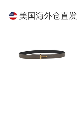 自营tom fordT图标纹理小牛皮T扣腰带-灰色 美国奥莱直发